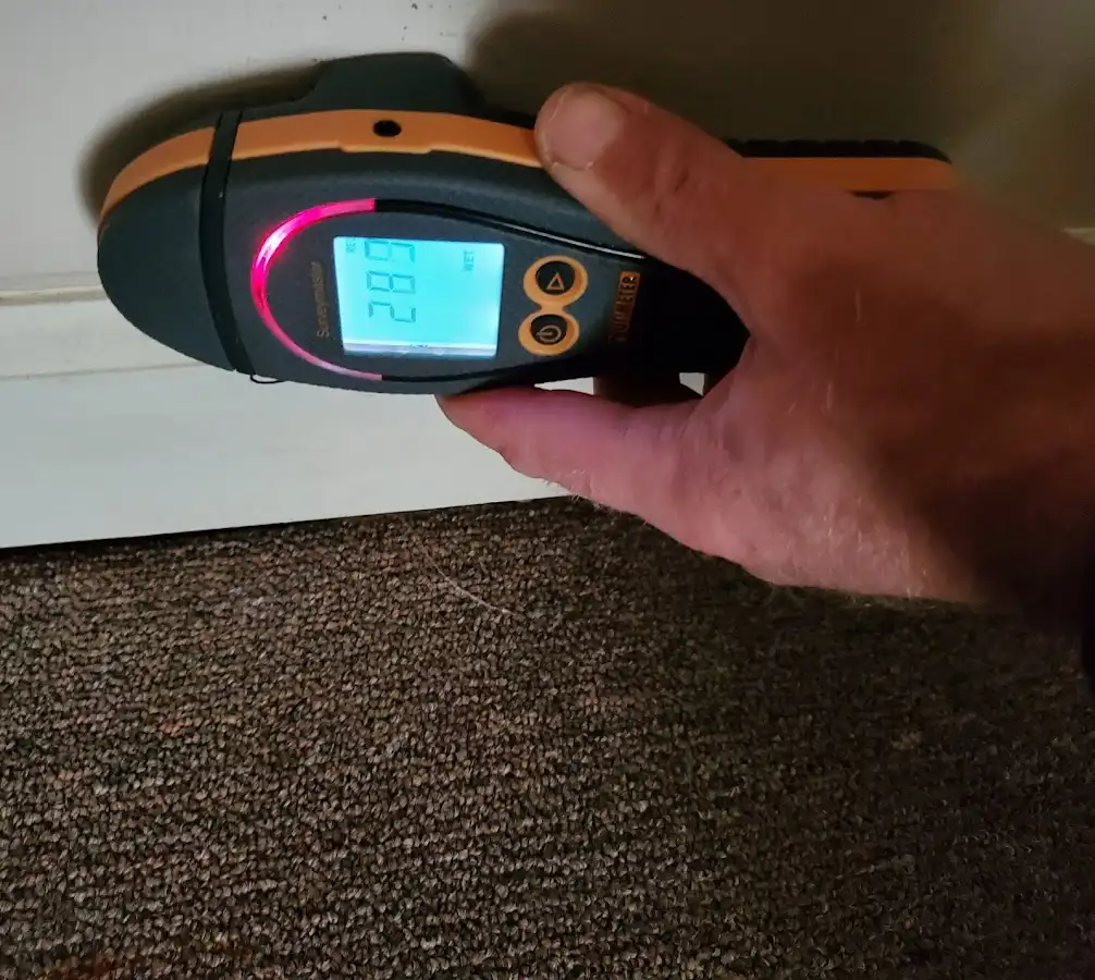 Moisture detection at baseboard during Sewage Cleanup & Sanitation in Worth